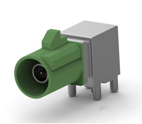 FAKRA SMB, Fakra Connector Plug, Male Pin 50 Ohms Through Hole, Right Angle Solder 2291392-5 zielony